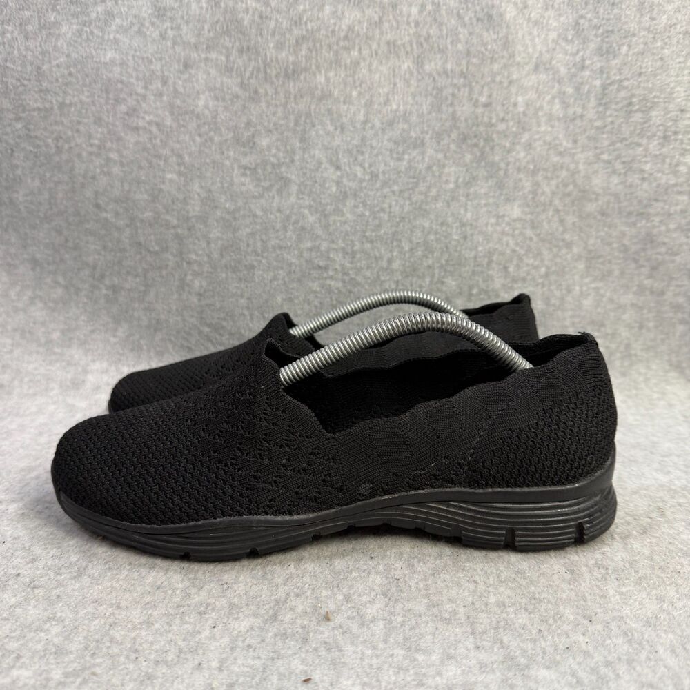 Skechers Shoes Womens Size 7 Seager Stat Black Slip On Comfort Sneakers 49481